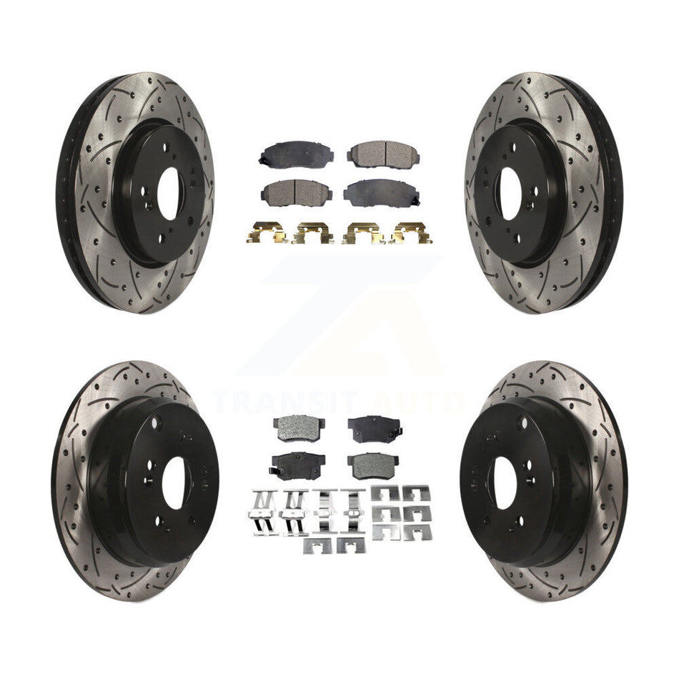 Front Rear Coated Drilled Slotted Disc Brake Rotors And Semi-Metallic Pads Kit For Acura RDX KDF-100314