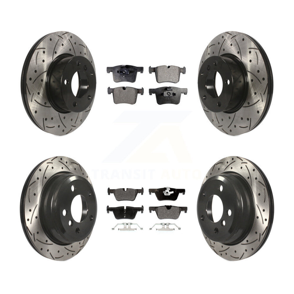 Front Rear Coated Drilled Slotted Disc Brake Rotors And Semi-Metallic Pads Kit For BMW 328i xDrive 320i 330i 428i 430i Gran Coupe 328d GT KDF-100340