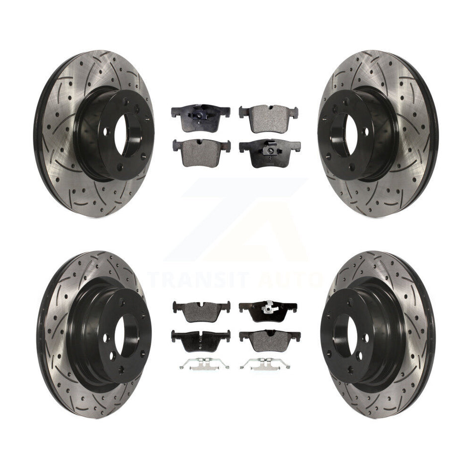 Front Rear Coated Drilled Slotted Disc Brake Rotors And Semi-Metallic Pads Kit For BMW 328i 320i 428i 228i 230i 328d xDrive KDF-100341