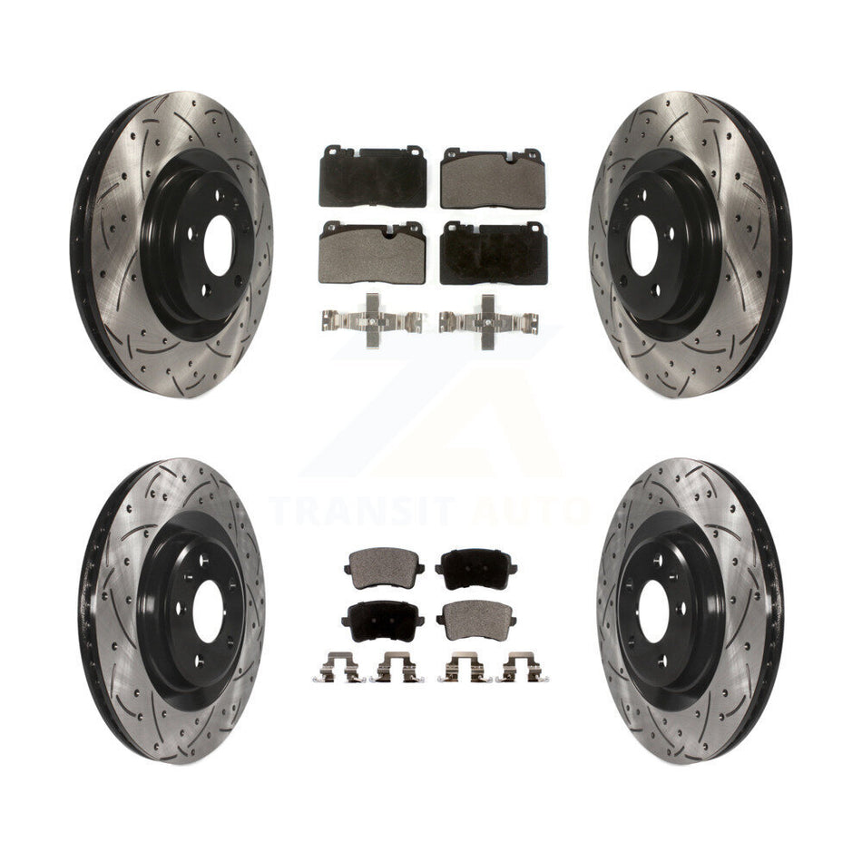 Front Rear Coated Drilled Slotted Disc Brake Rotors And Semi-Metallic Pads Kit For Audi Q5 KDF-100349