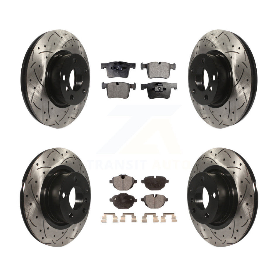 Front Rear Coated Drilled Slotted Disc Brake Rotors And Semi-Metallic Pads Kit For BMW X3 X4 KDF-100367
