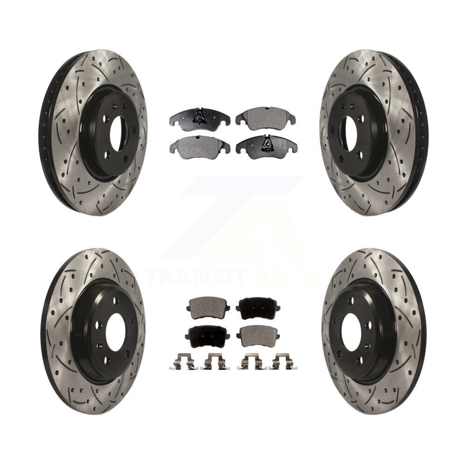Front Rear Coated Drilled Slotted Disc Brake Rotors And Semi-Metallic Pads Kit For Audi A4 Q5 A5 Quattro allroad KDF-100369
