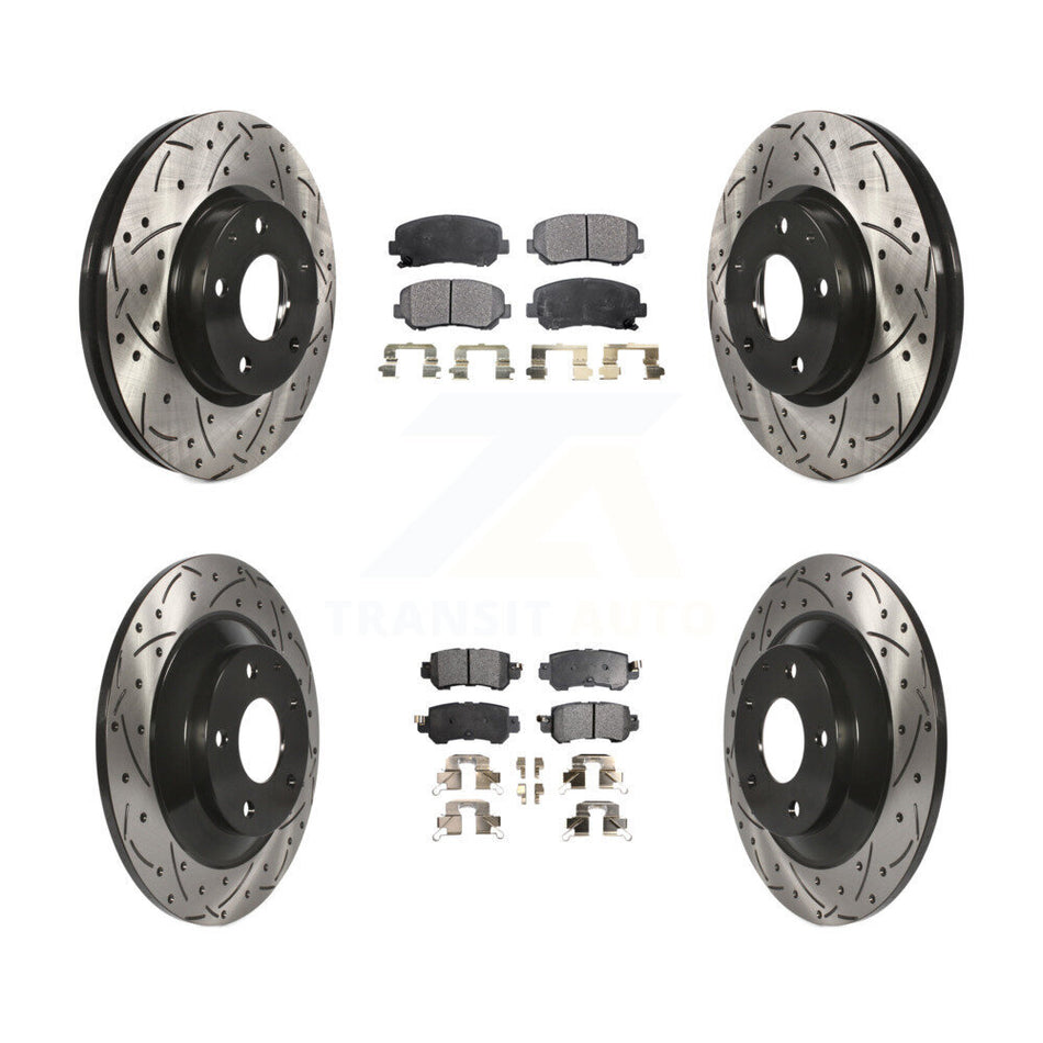 Front Rear Coated Drilled Slotted Disc Brake Rotors And Semi-Metallic Pads Kit For Mazda CX-5 KDF-100377