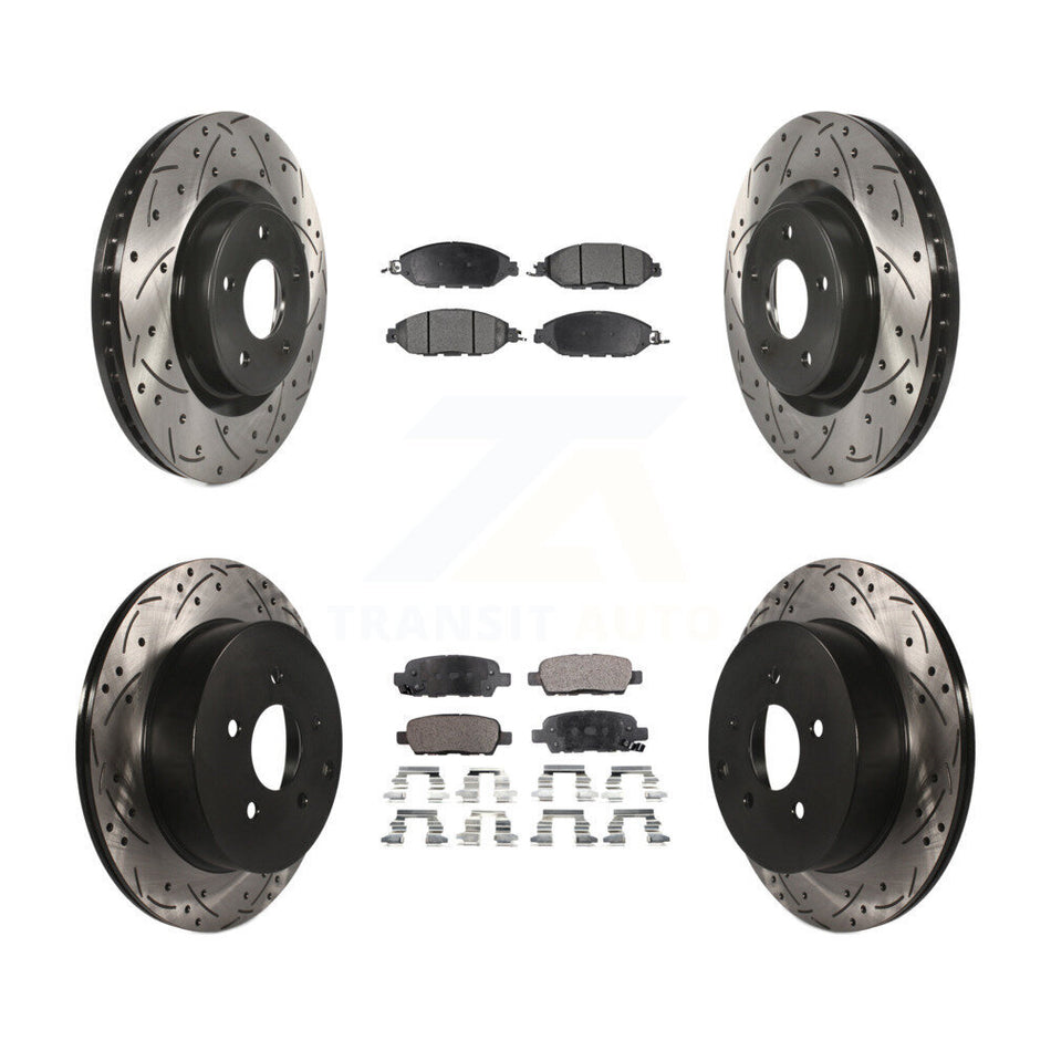 Front Rear Coated Drilled Slotted Disc Brake Rotors And Semi-Metallic Pads Kit For Nissan Pathfinder Murano INFINITI QX60 JX35 KDF-100386