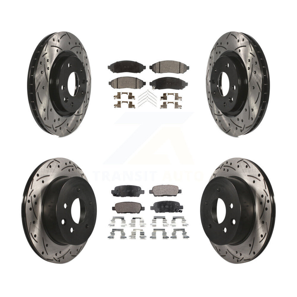 Front Rear Coated Drilled Slotted Disc Brake Rotors And Semi-Metallic Pads Kit For 2015 Nissan LEAF Vehicles Manufactured In Japan KDF-100398