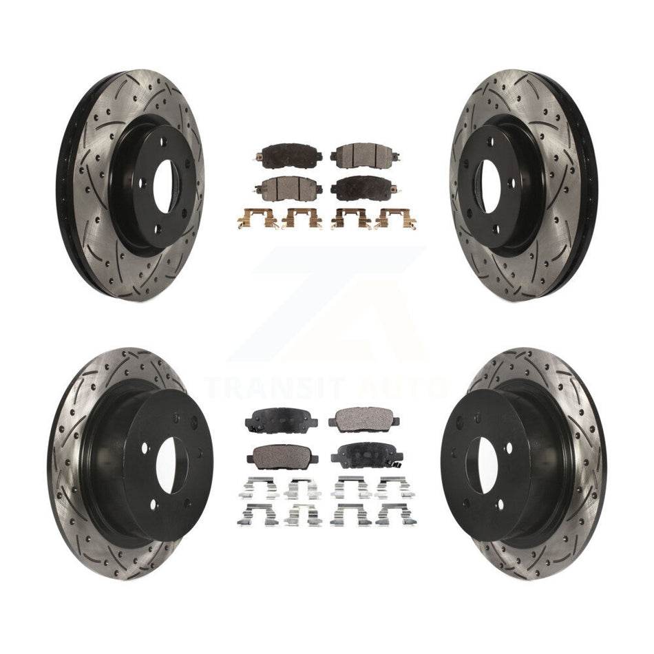 Front Rear Coated Drilled Slotted Disc Brake Rotors And Semi-Metallic Pads Kit For Nissan Altima KDF-100402