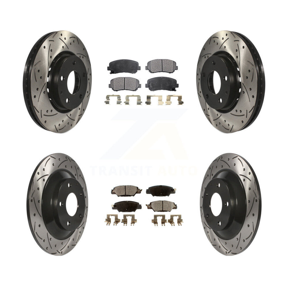 Front Rear Coated Drilled Slotted Disc Brake Rotors And Semi-Metallic Pads Kit For Mazda CX-5 KDF-100409
