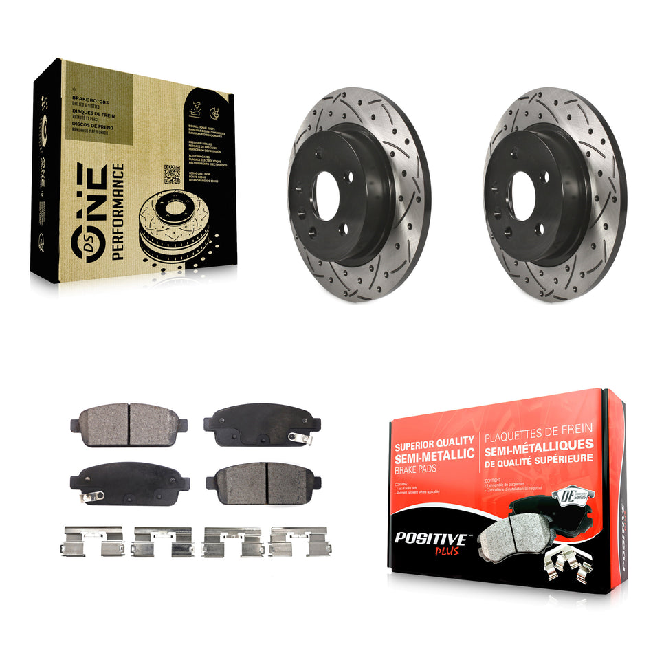 Rear Coated Drilled Slotted Disc Brake Rotors And Semi-Metallic Pads Kit For Chevrolet Cruze Sonic Buick Encore Trax Limited KDF-100423