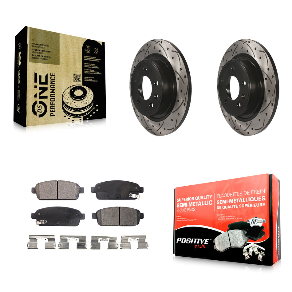 Rear Coated Drilled Slotted Disc Brake Rotors And Semi-Metallic Pads Kit For Chevrolet Cruze Buick Verano Volt Cascada Cadillac ELR Orlando KDF-100430