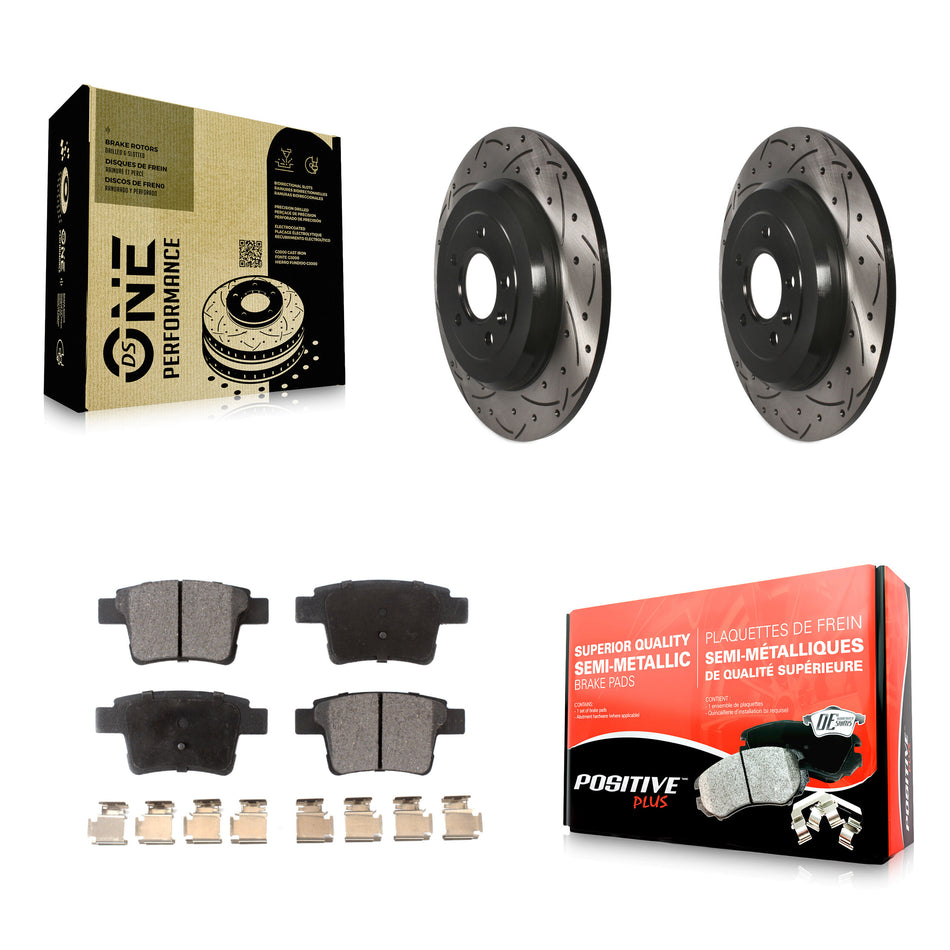 Rear Coated Drilled Slotted Disc Brake Rotors And Semi-Metallic Pads Kit For Ford Five Hundred Freestyle Taurus Mercury Montego X Sable KDF-100442