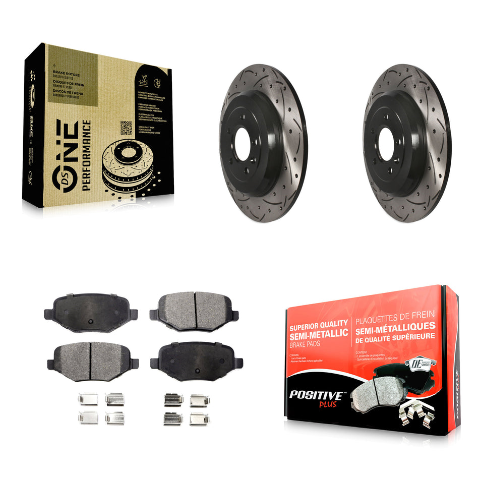 Rear Coated Drilled Slotted Disc Brake Rotors And Semi-Metallic Pads Kit For Ford Explorer Edge Taurus Flex Lincoln MKX MKS MKT KDF-100443