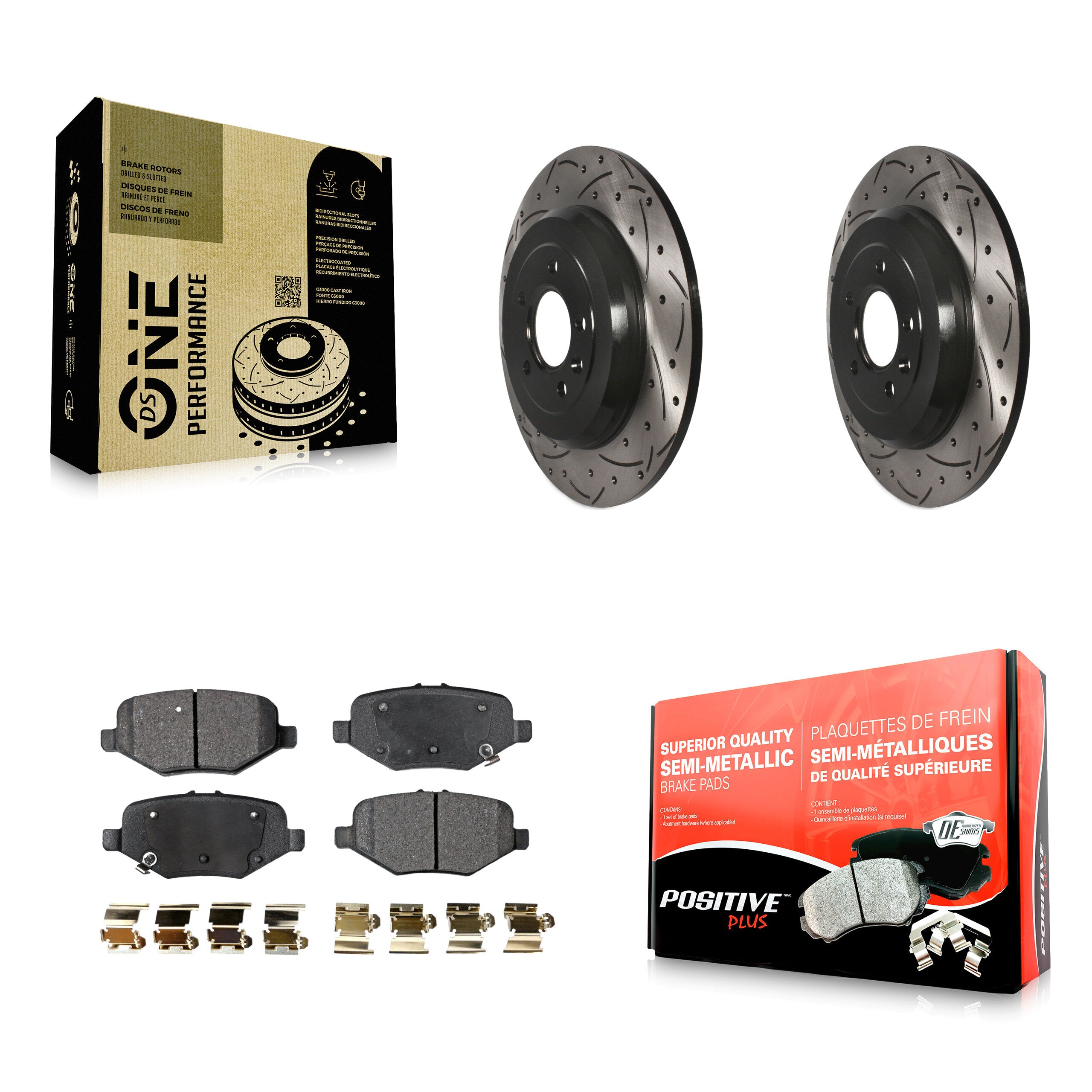 Rear Drill Slot Brake Rotors Semi-Metallic Pad Kit For 15 Ford Explorer Limited/Sport/XLT KDF-100444