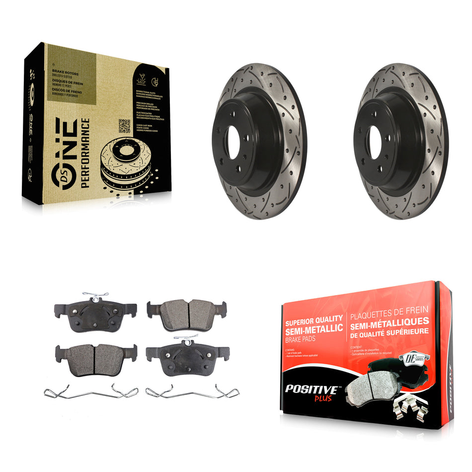 Rear Coated Drilled Slotted Disc Brake Rotors And Semi-Metallic Pads Kit For Ford Fusion Lincoln MKZ KDF-100451