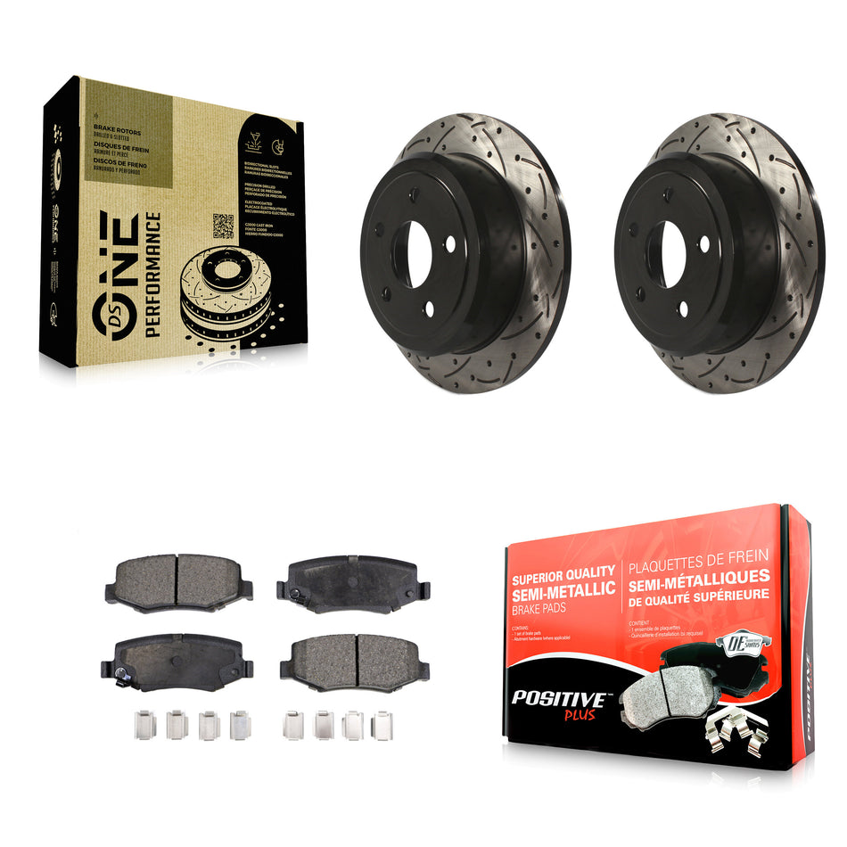 Rear Coated Drilled Slotted Disc Brake Rotors And Semi-Metallic Pads Kit For Jeep Wrangler JK KDF-100462