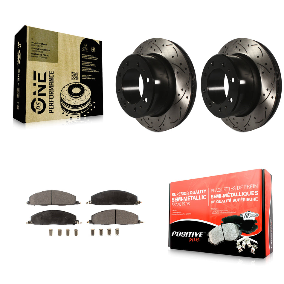 Rear Coated Drilled Slotted Disc Brake Rotors And Semi-Metallic Pads Kit For Ram 2500 3500 1500 Dodge KDF-100467