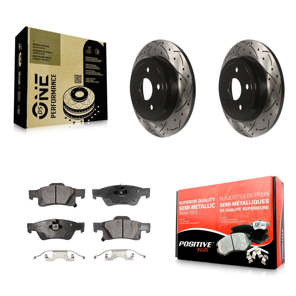 Rear Coated Drilled Slotted Disc Brake Rotors And Semi-Metallic Pads Kit For Jeep Grand Cherokee Dodge Durango KDF-100468