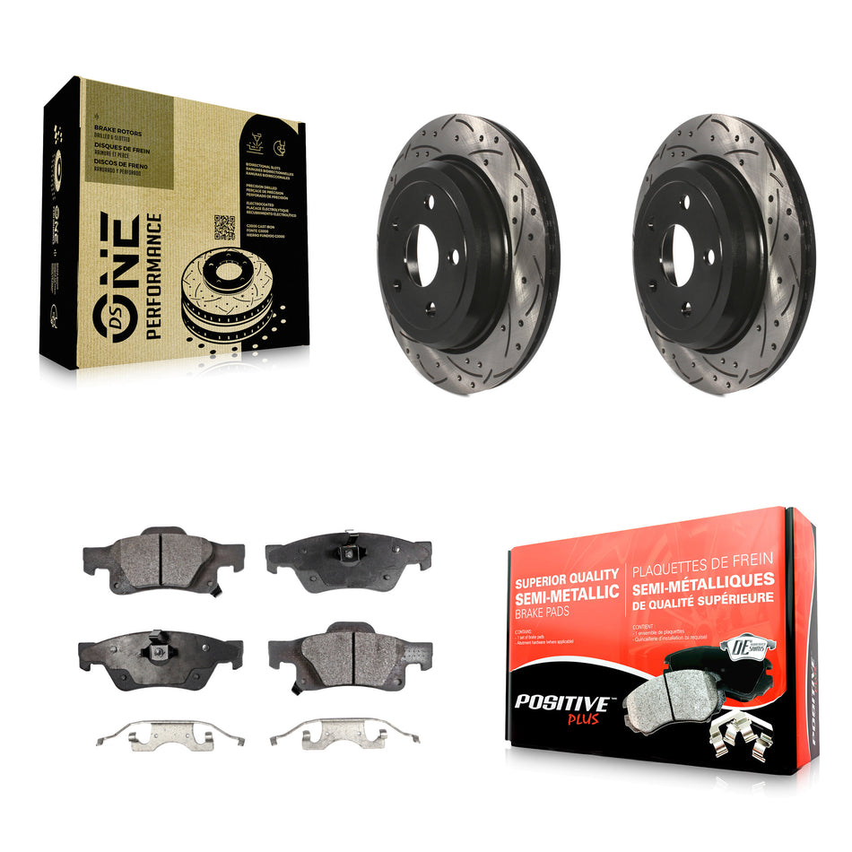 Rear Coated Drilled Slotted Disc Brake Rotors And Semi-Metallic Pads Kit For Jeep Grand Cherokee Dodge Durango WK KDF-100469