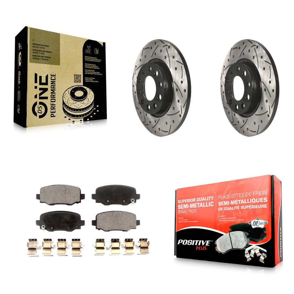 Rear Coated Drilled Slotted Disc Brake Rotors And Semi-Metallic Pads Kit For Jeep Cherokee Chrysler 200 KDF-100472
