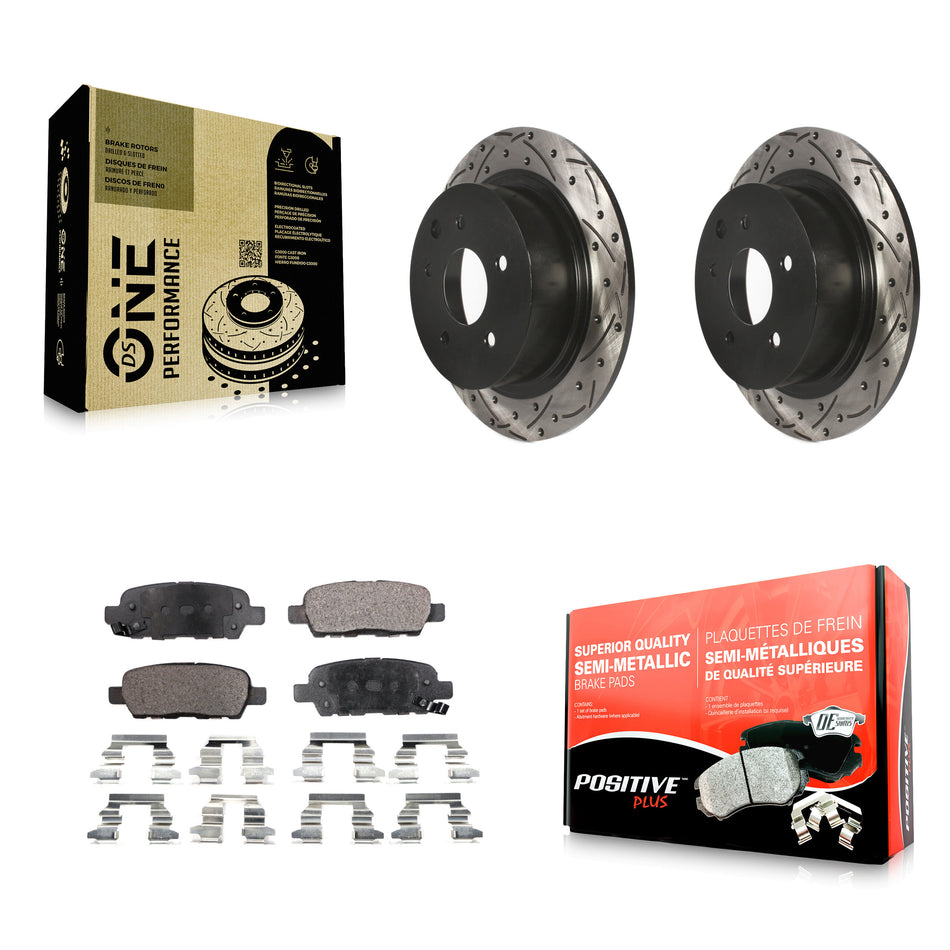 Rear Coated Drilled Slotted Disc Brake Rotors And Semi-Metallic Pads Kit For Nissan Altima Sentra Maxima Juke KDF-100474