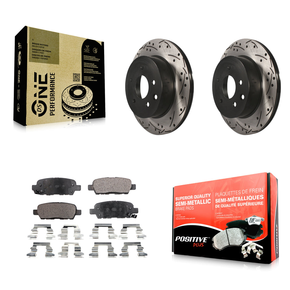 Rear Coated Drilled Slotted Disc Brake Rotors And Semi-Metallic Pads Kit For Nissan Rogue Sport INFINITI G35 Select LEAF Juke 350Z Qashqai X-Trail KDF-100475