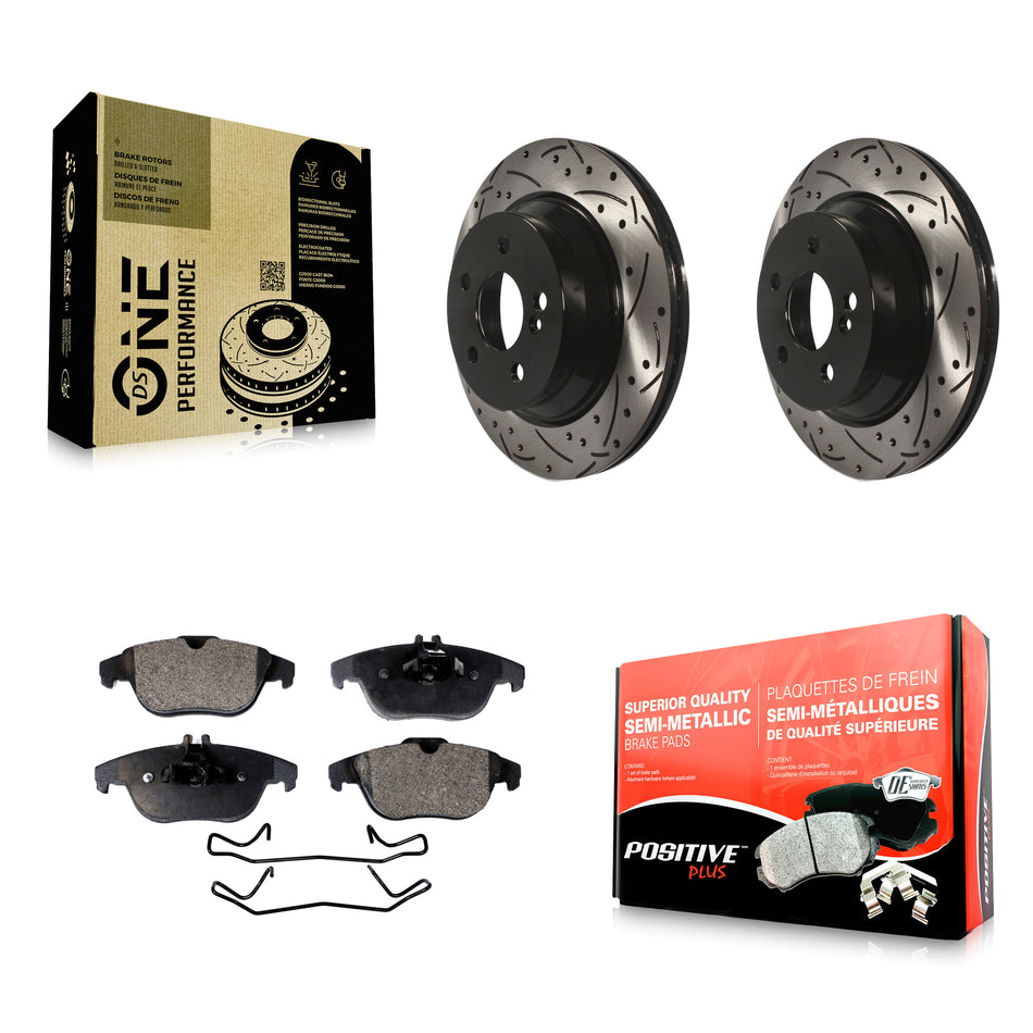 Rear Coated Drilled Slotted Disc Brake Rotors And Semi-Metallic Pads Kit For Mercedes-Benz GLK350 E350 GLK250 KDF-100477