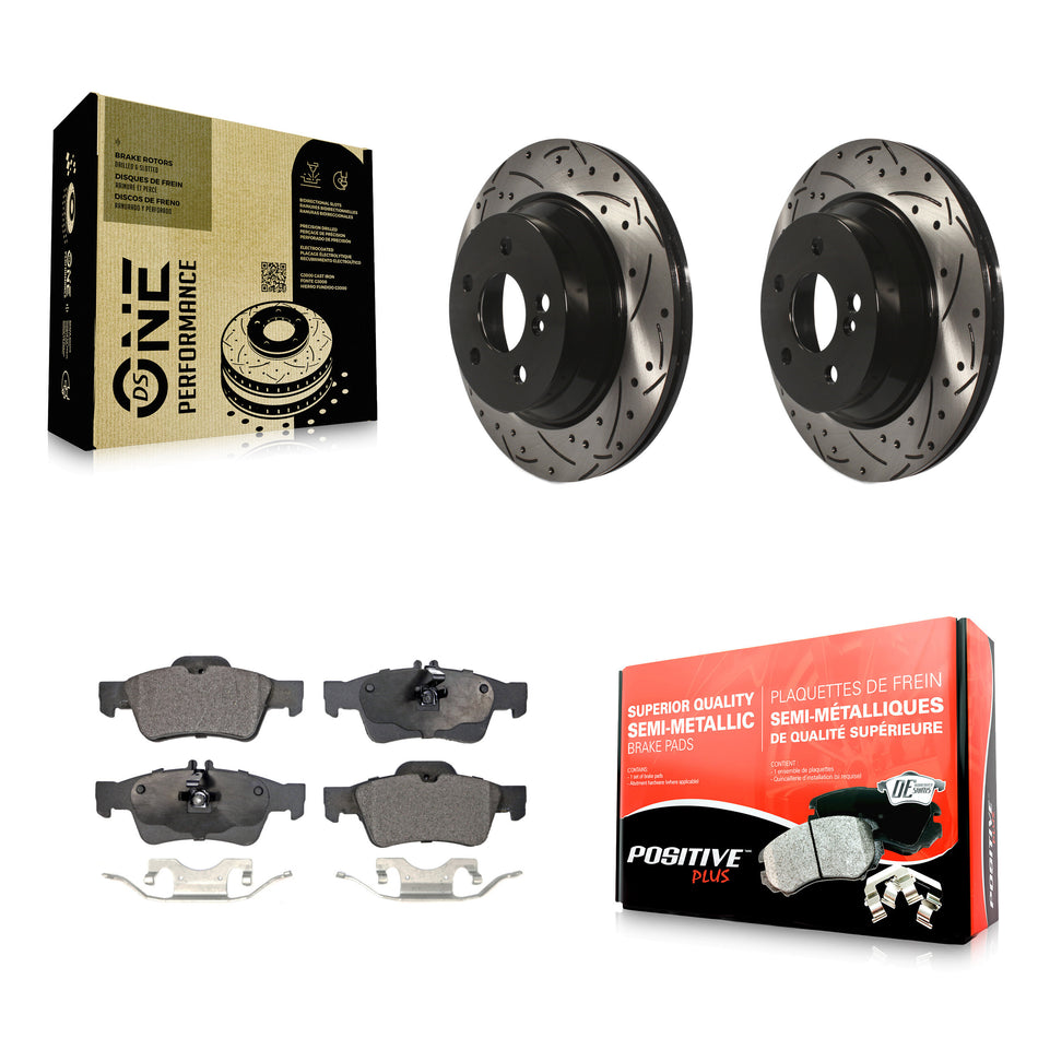 Rear Coated Drilled Slotted Disc Brake Rotors And Semi-Metallic Pads Kit For Mercedes-Benz E350 E320 E500 CLS550 E400 CLS500 CLS400 E550 E63 AMG KDF-100478