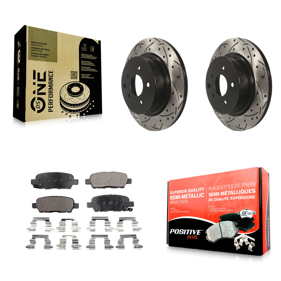 Rear Coated Drilled Slotted Disc Brake Rotors And Semi-Metallic Pads Kit For Nissan INFINITI Maxima G37 G35 M35 370Z 350Z QX50 EX35 G25 M45 Q40 EX37 Z KDF-100481