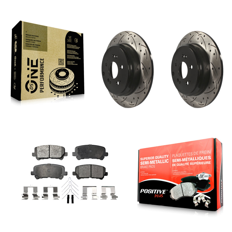 Rear Coated Drilled Slotted Disc Brake Rotors And Semi-Metallic Pads Kit For Honda Odyssey Pilot Acura MDX ZDX KDF-100488