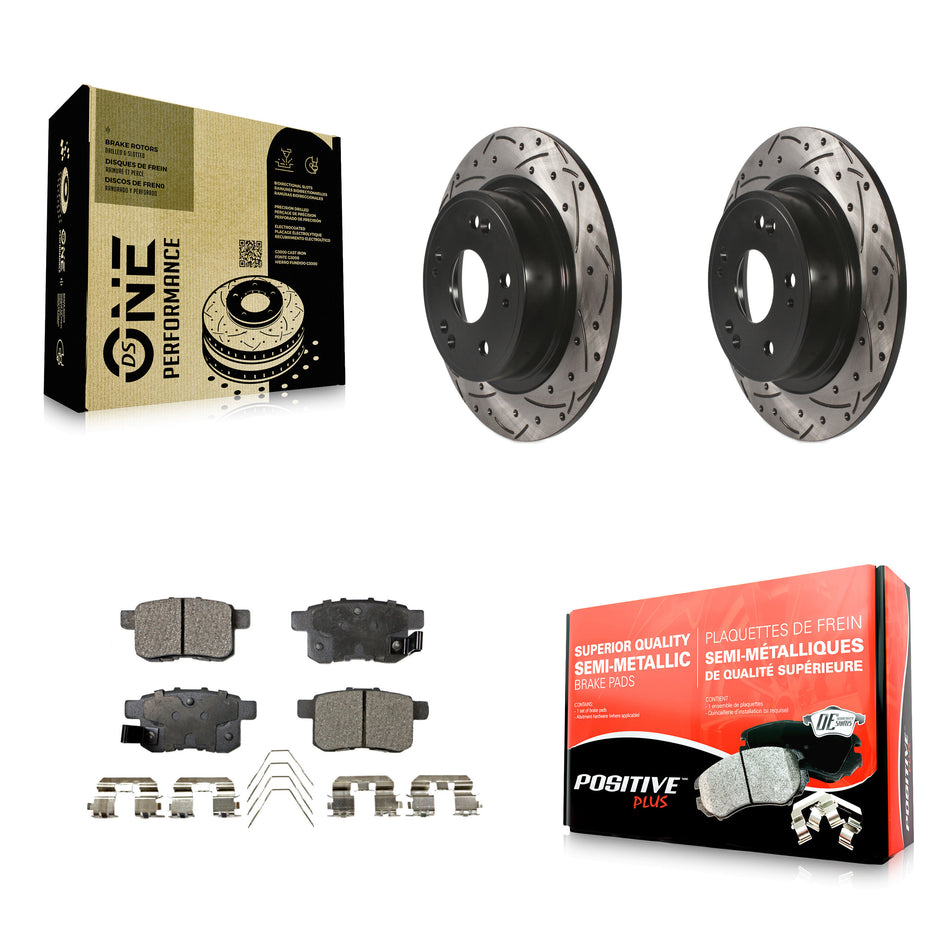 Rear Coated Drilled Slotted Disc Brake Rotors And Semi-Metallic Pads Kit For Honda Accord Acura TSX KDF-100489