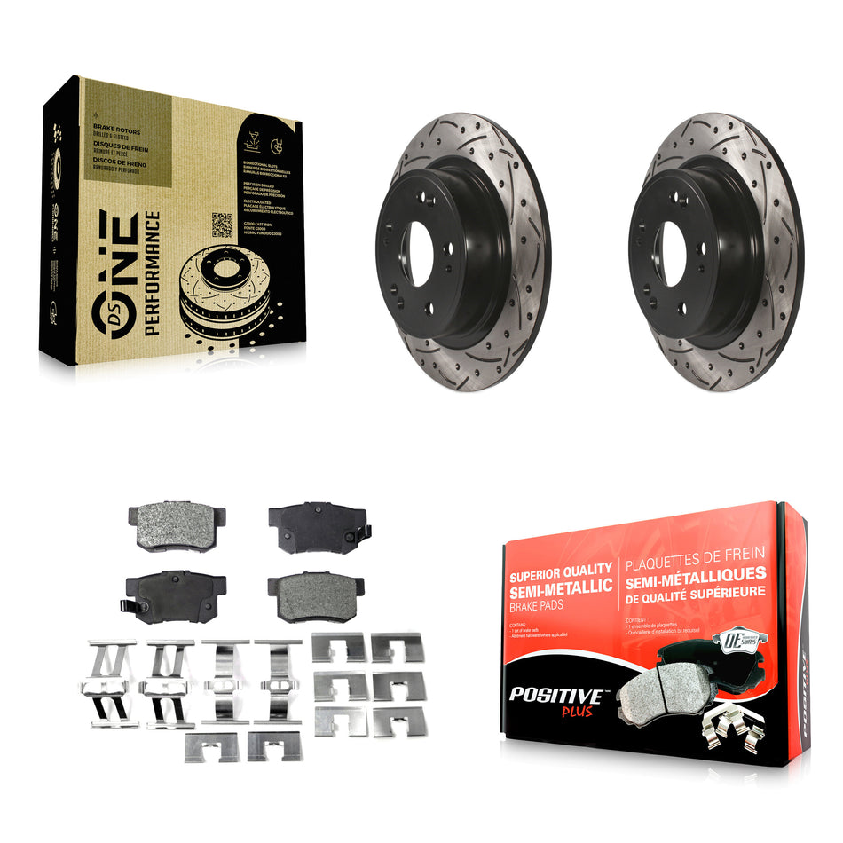 Rear Coated Drilled Slotted Disc Brake Rotors And Semi-Metallic Pads Kit For Honda Accord Acura ILX KDF-100490
