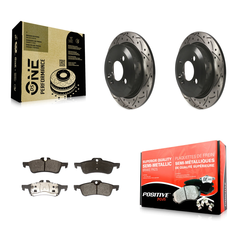 Rear Coated Drilled Slotted Disc Brake Rotors And Semi-Metallic Pads Kit For Mini Cooper KDF-100497
