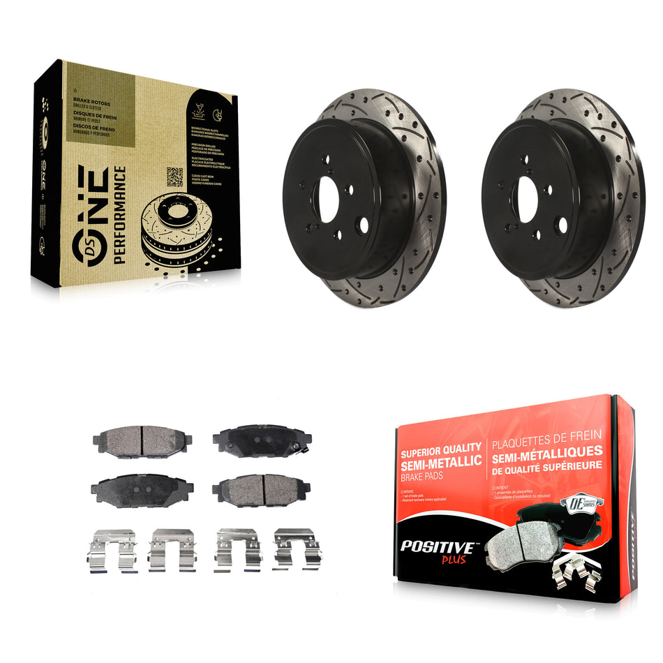 Rear Coated Drilled Slotted Disc Brake Rotors And Semi-Metallic Pads Kit For Subaru Outback Impreza Forester Legacy Scion FR-S BRZ WRX KDF-100499