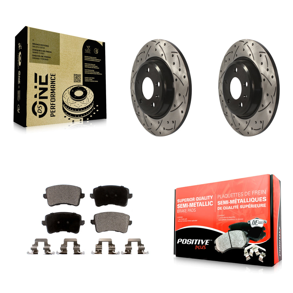 Rear Coated Drilled Slotted Disc Brake Rotors And Semi-Metallic Pads Kit For Audi Q5 A4 Quattro A5 allroad S5 KDF-100502