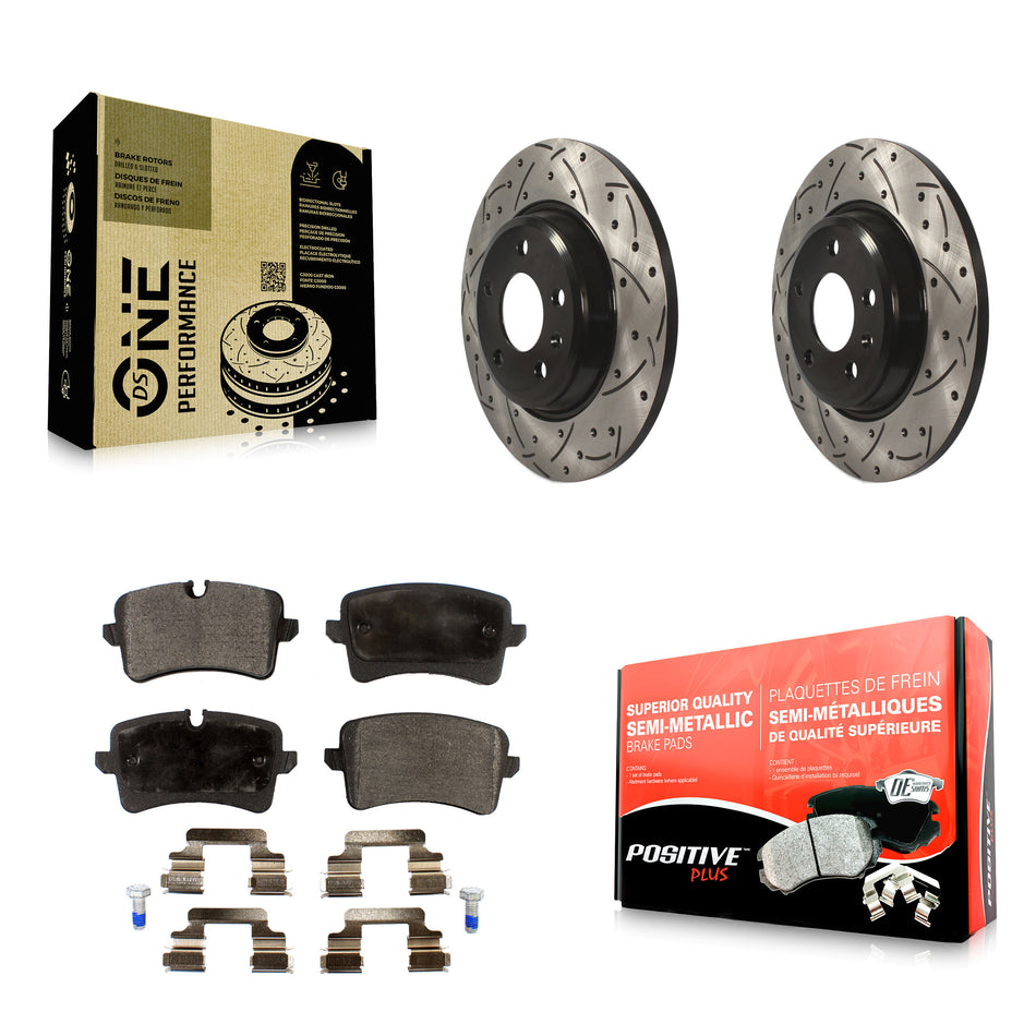 Rear Coated Drilled Slotted Disc Brake Rotors And Semi-Metallic Pads Kit For Audi A7 Quattro A6 KDF-100503