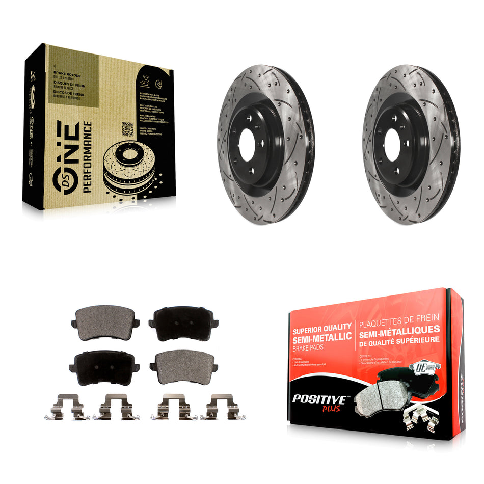 Rear Coated Drilled Slotted Disc Brake Rotors And Semi-Metallic Pads Kit For Audi Q5 A5 SQ5 Quattro S5 A4 KDF-100517