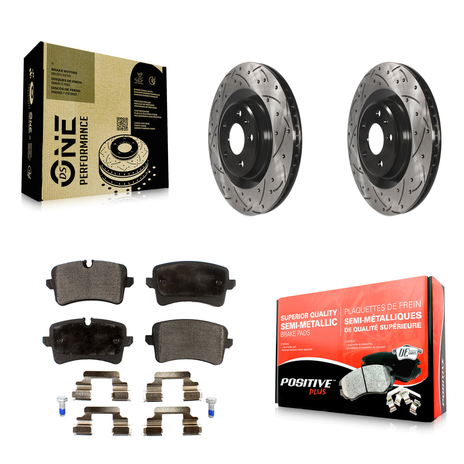 Rear Coated Drilled Slotted Disc Brake Rotors And Semi-Metallic Pads Kit For Audi A6 Quattro A7 Porsche Macan A8 KDF-100518