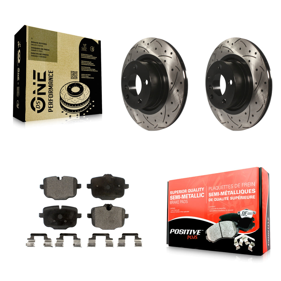 Rear Coated Drilled Slotted Disc Brake Rotors And Semi-Metallic Pads Kit For 2012 BMW X3 From 10 11 KDF-100519