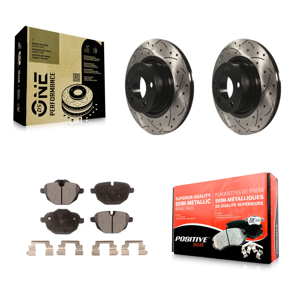 Rear Coated Drilled Slotted Disc Brake Rotors And Semi-Metallic Pads Kit For BMW X3 X4 KDF-100520