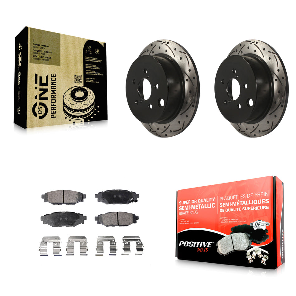 Rear Coated Drilled Slotted Disc Brake Rotors And Semi-Metallic Pads Kit For Subaru Forester Impreza Crosstrek XV KDF-100526