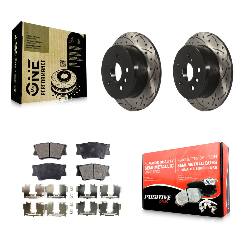 Rear Coated Drilled Slotted Disc Brake Rotors And Semi-Metallic Pads Kit For Toyota Camry Lexus ES350 Avalon ES300h KDF-100527