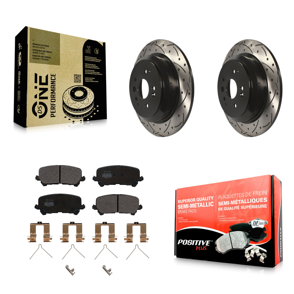 Rear Coated Drilled Slotted Disc Brake Rotors And Semi-Metallic Pads Kit For 2014-2016 Acura MDX KDF-100532