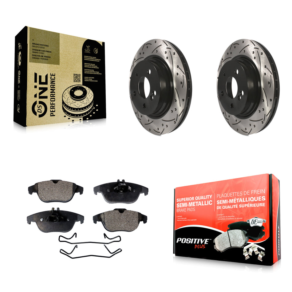 Rear Coated Drilled Slotted Disc Brake Rotors And Semi-Metallic Pads Kit For Mercedes-Benz E350 C250 C300 C350 E550 KDF-100533