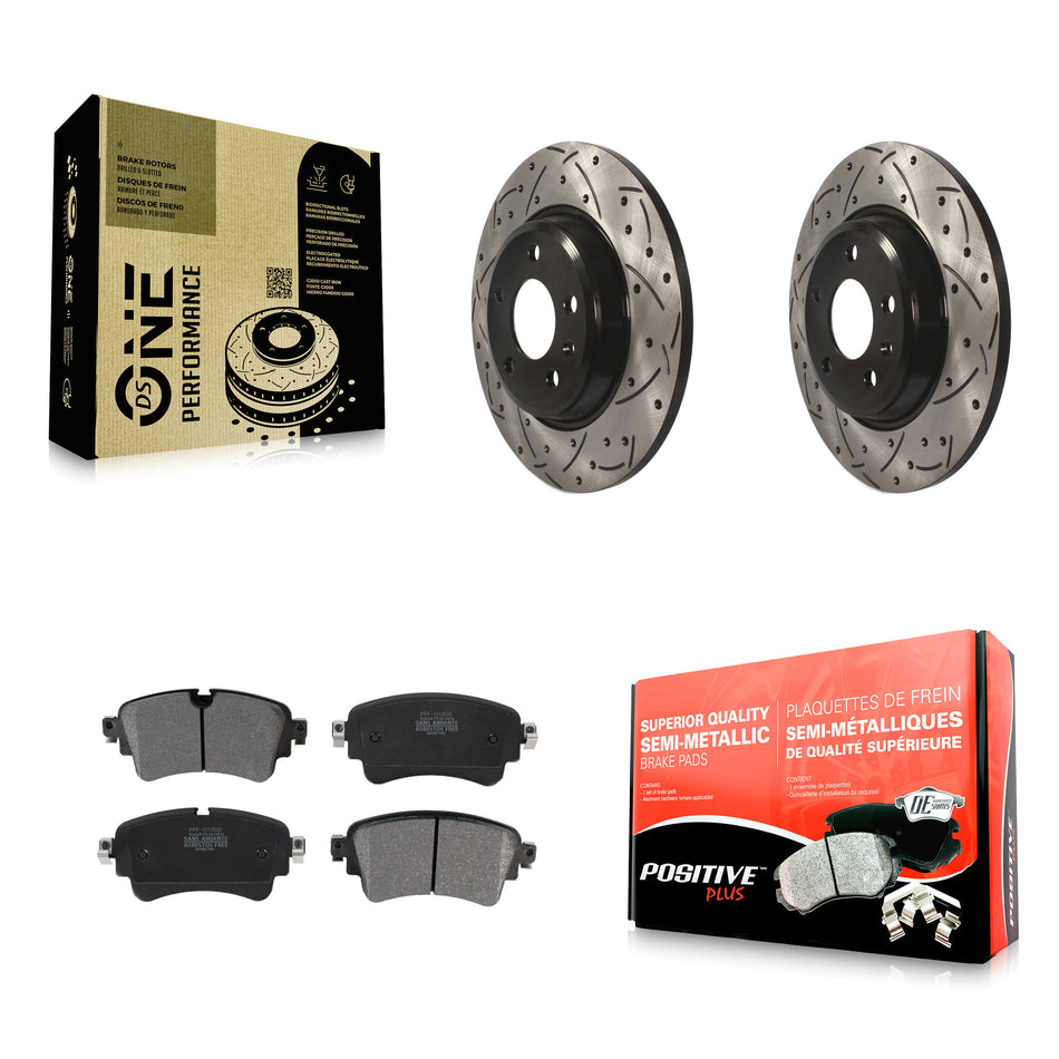 Rear Coated Drilled Slotted Disc Brake Rotors And Semi-Metallic Pads Kit For Audi A4 Quattro KDF-100554