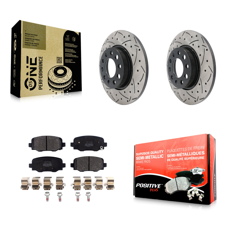 Rear Coated Drilled Slotted Disc Brake Rotors And Semi-Metallic Pads Kit For Jeep Renegade Fiat 500X KDF-100563