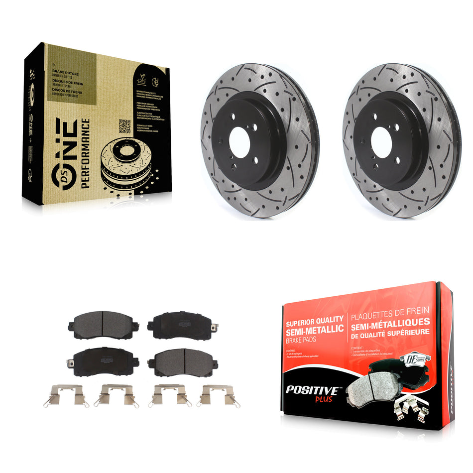 Front Coated Drilled Slotted Disc Brake Rotors And Semi-Metallic Pads Kit For Subaru Crosstrek Impreza KDF-100639