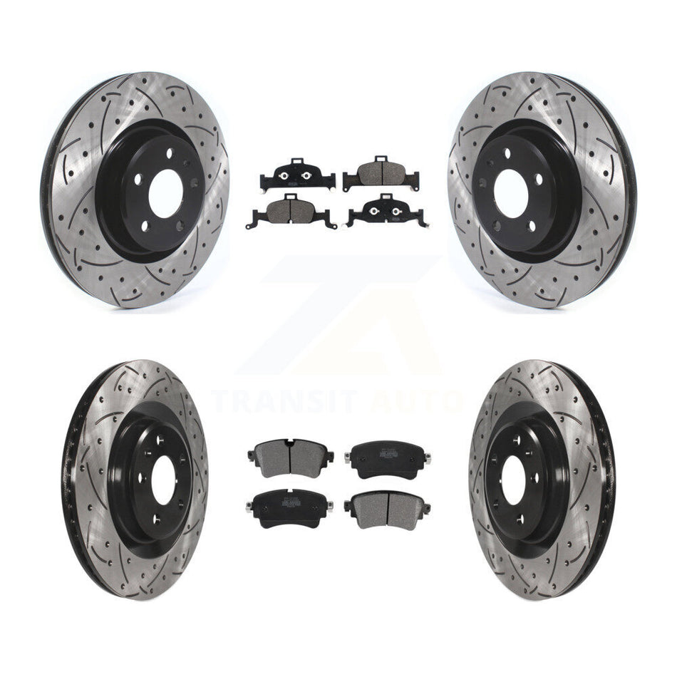 Front Rear Coated Drilled Slotted Disc Brake Rotors And Semi-Metallic Pads Kit For Audi Q5 A5 Quattro A4 A6 Sportback allroad KDF-100683