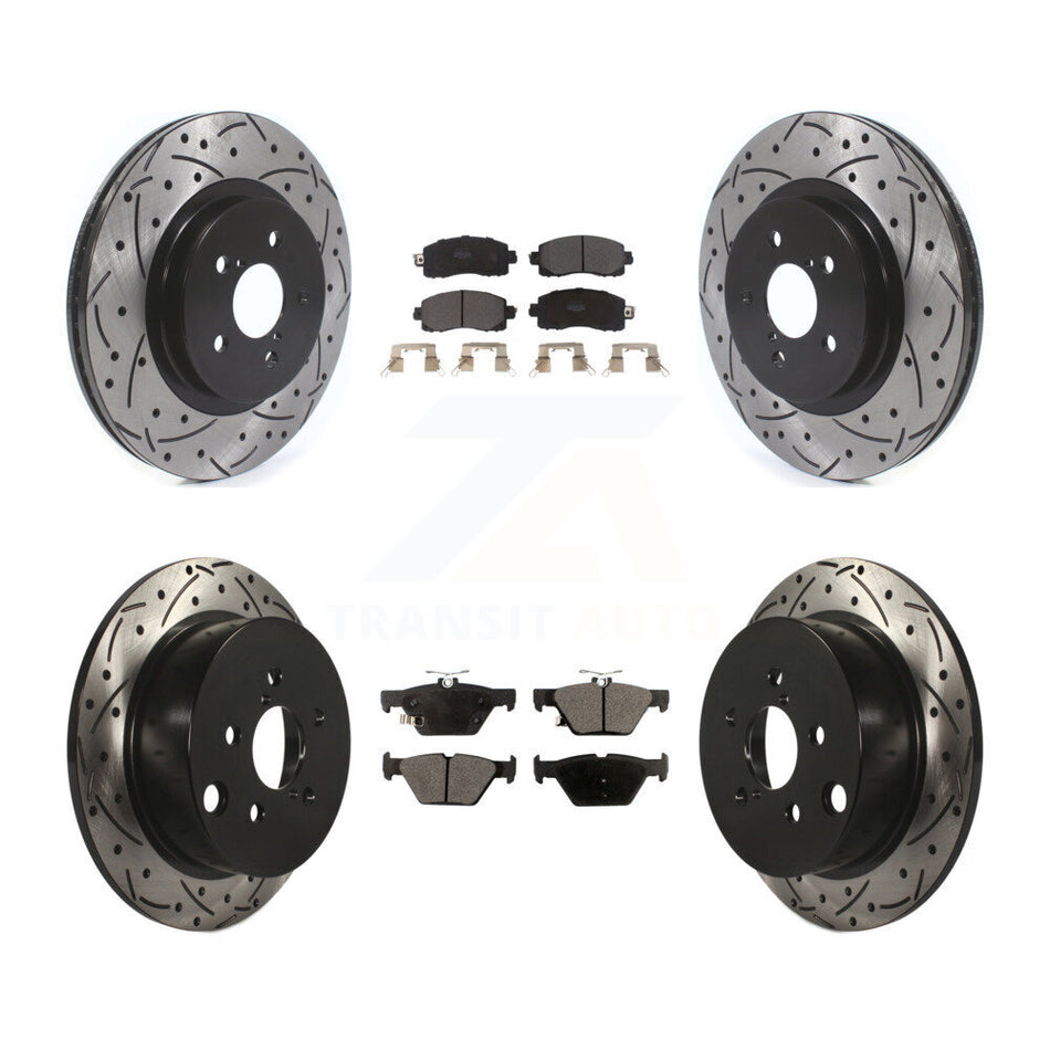 Front Rear Coated Drilled Slotted Disc Brake Rotors And Semi-Metallic Pads Kit For Subaru Crosstrek KDF-100688