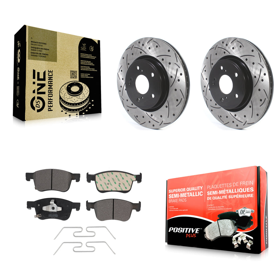 Front Coated Drilled Slotted Disc Brake Rotors And Semi-Metallic Pads Kit For Honda Accord Acura Civic Integra KDF-100721