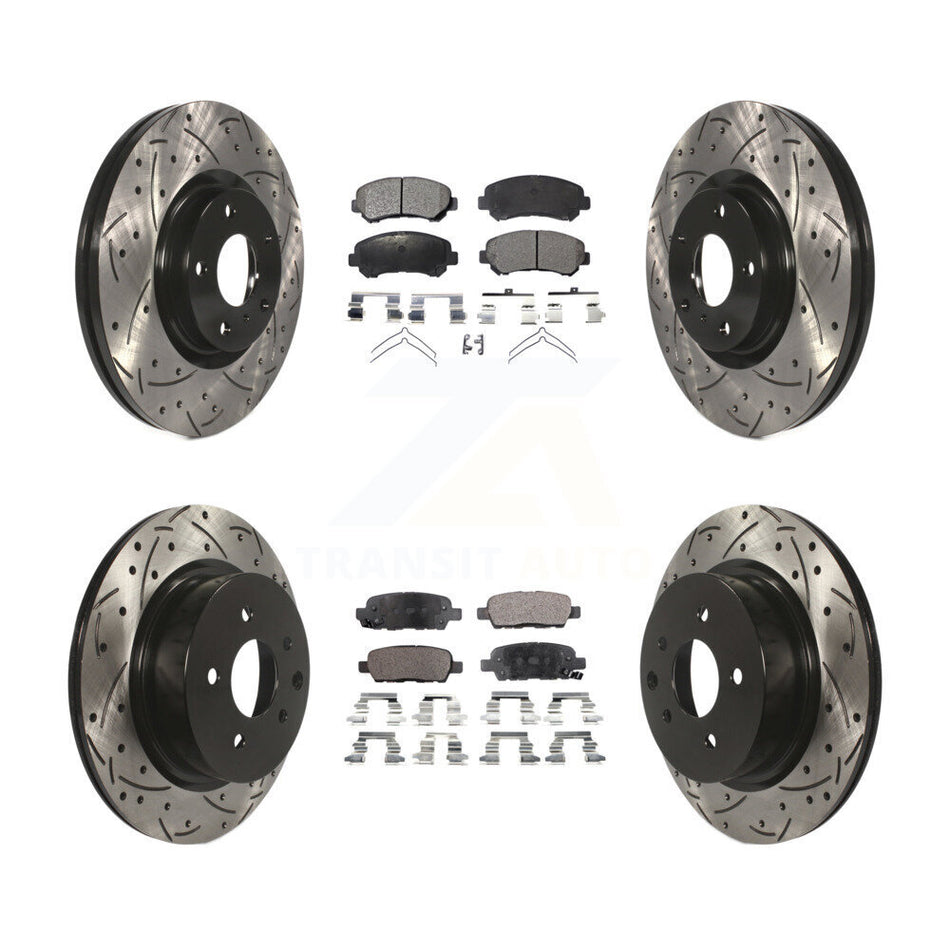 Front Rear Coated Drilled Slotted Disc Brake Rotors And Semi-Metallic Pads Kit For Nissan Maxima KDF-100723