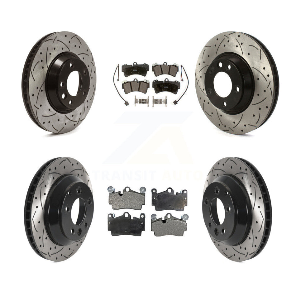 Front Rear Disc Brake Rotors And Semi-Metallic Pads Kit (6Pc) For Audi Q7 Volkswagen Touareg KDF-100730